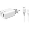 Φορτιστής τοίχου POWERTECH & καλώδιο Micro USB PT-775, 2x USB, 2.1A